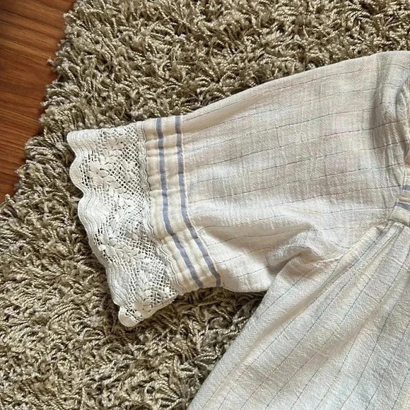 FreePeople Cottagecore Boho Romantic Fairy Whimsigoth Square NeckLace Blouse SzS - Picture 6 of 11